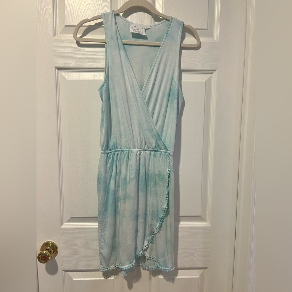 Green Dragon Aqua Breezy Tank Mini Dress Size Small